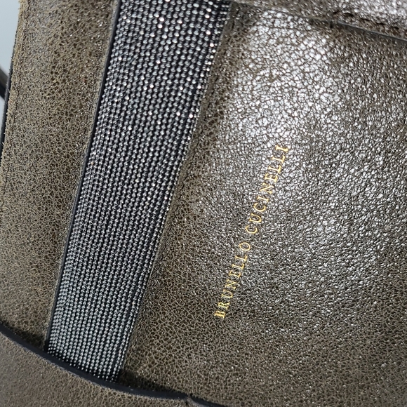 Brunello Cucinelli Buffed Leather Shoulder Bag. Monili - Picture 6 of 16